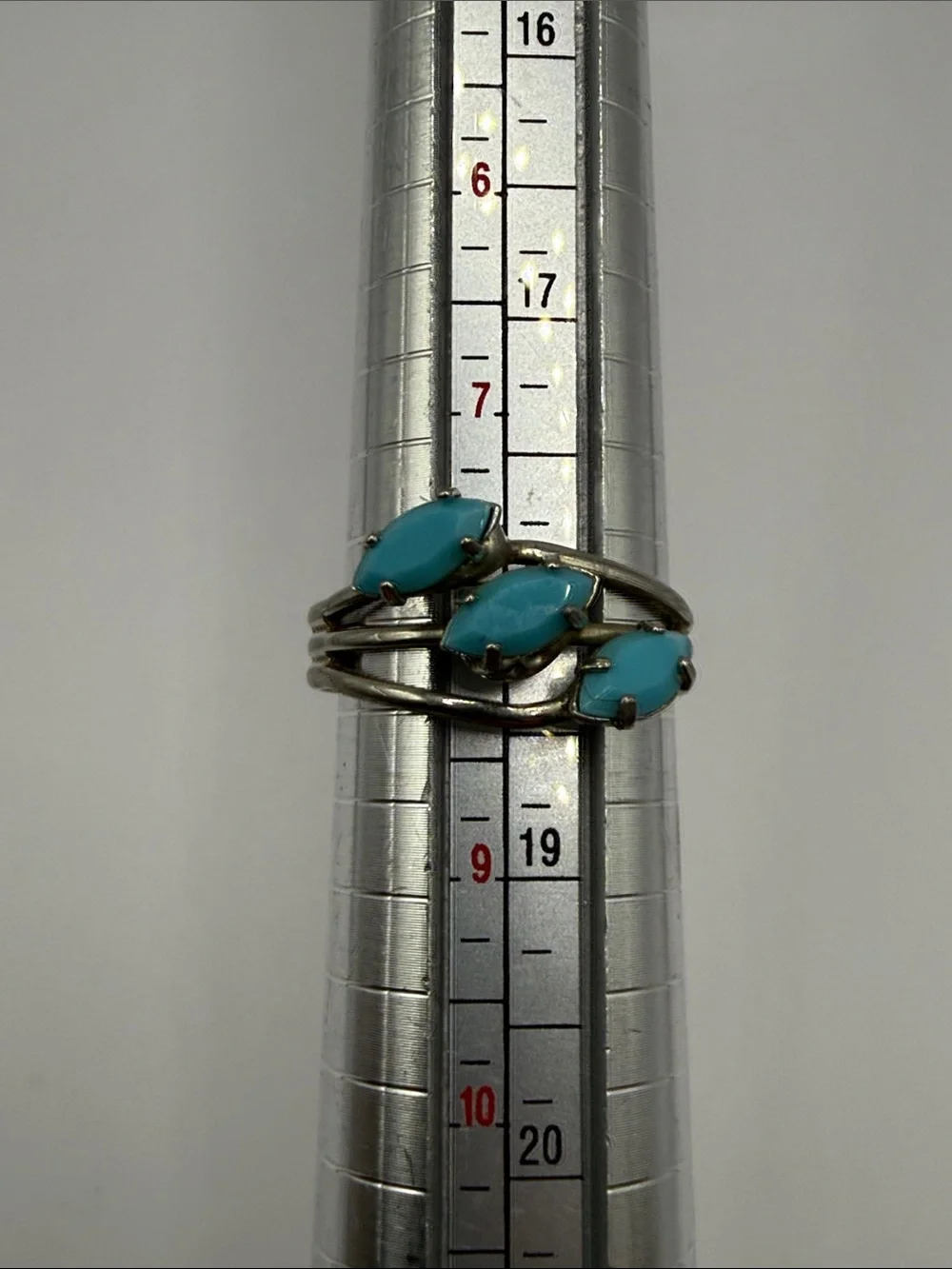 Vintage Southwestern Silver Tone Turquoise Blue Cocktail Adjustable Ring